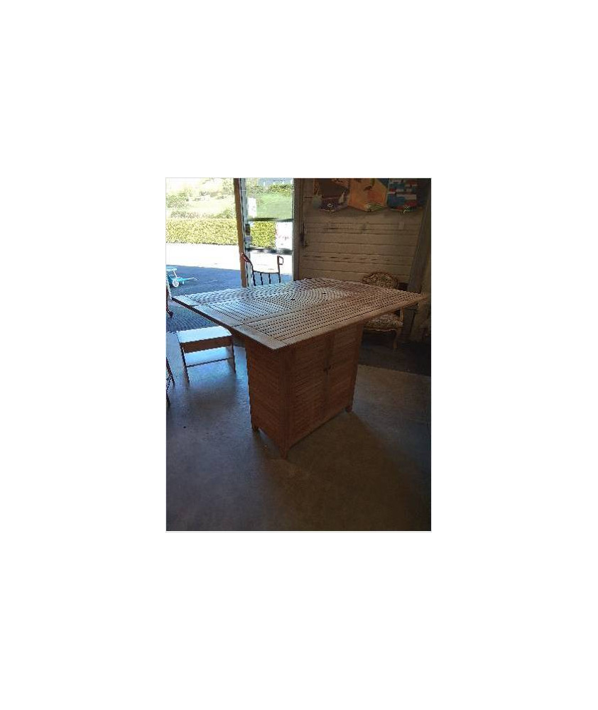 BAR TABLE MANGE DEBOUT DE JARDIN A ABATTANTS 2 PORTES TECK