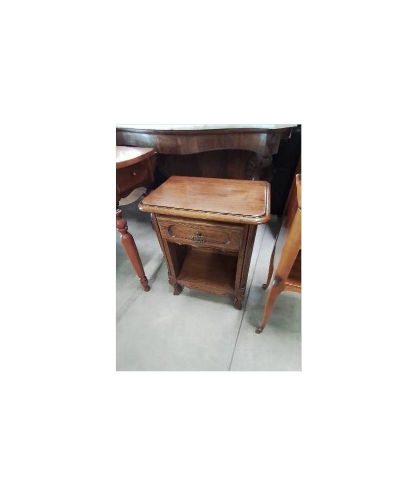 CHEVET BOIS MOULURÉ PIEDS CAMBRÉ 1 TIROIR 1 NICHE STYLE RÉGENCE 