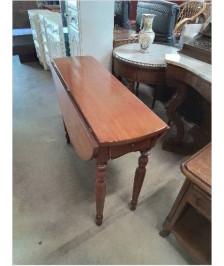 TABLE RONDE A ABATTANTS BOIS CLAIR 2 TIROIRS PIEDS TOURNÉS STYLE LOUIS PHILIPPE 