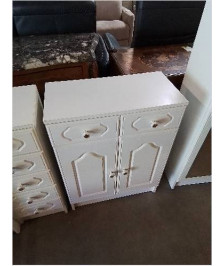 MEUBLE DE SALLE DE BAIN BOIS MOULURÉ BLANC 2 TIROIRS 2 PORTES 