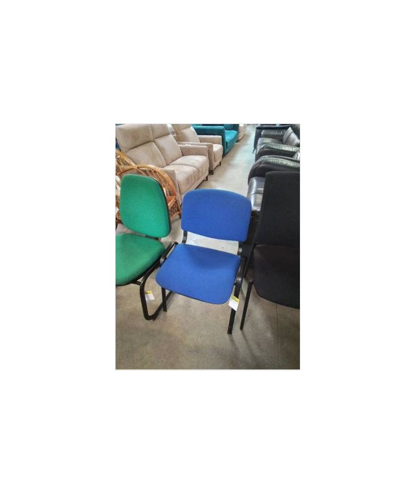 CHAISE D’ACCUEIL PIÈTEMENT MÉTAL NOIR ASSISE ET DOSSIER BLEU