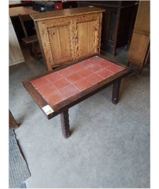TABLE BASSE RECTANGULAIRE BOIS CARRELÉ ROUGE 
