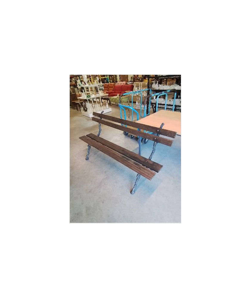 BANC DE JARDIN LATTES BOIS PIÈTEMENT FONTE FIN XIXE