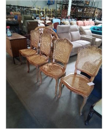 4 CHAISES BOIS CLAIR ASSISE ET DOSSIER CANNÉE STYLE RÉGENCE COQUILLE 