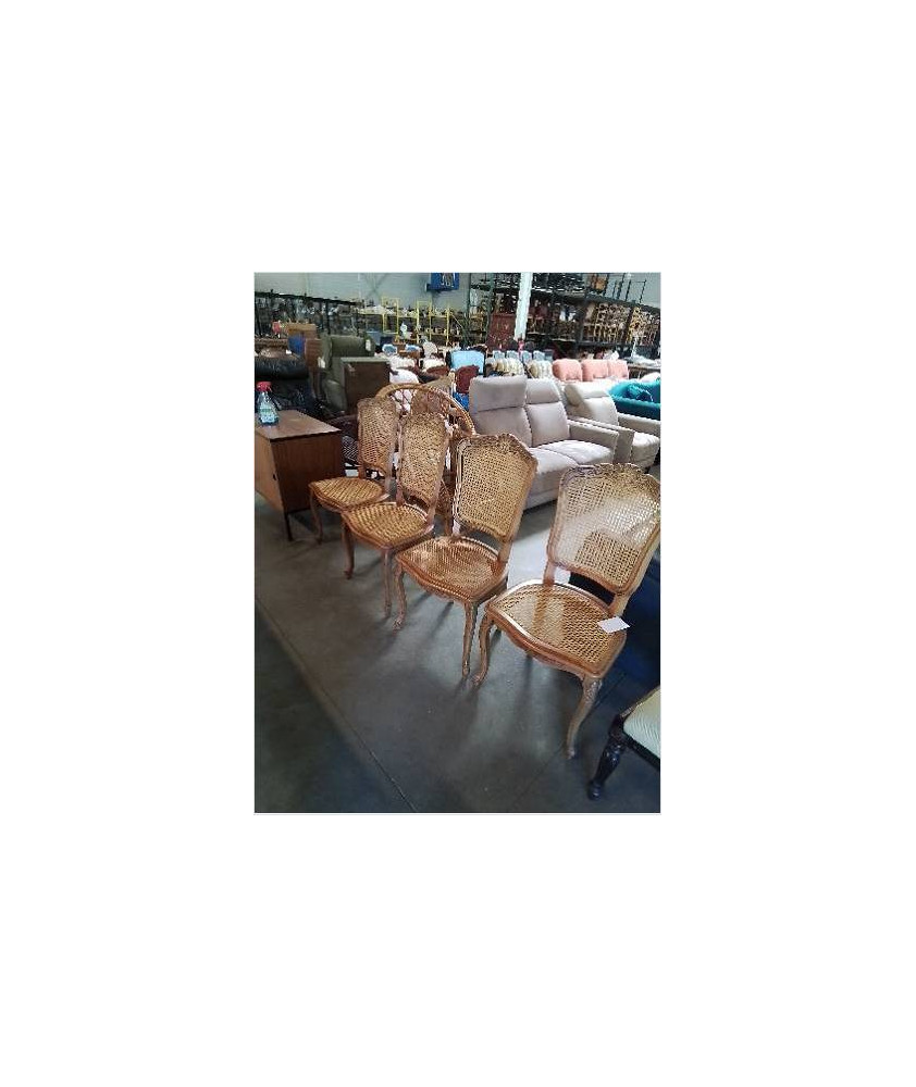 4 CHAISES BOIS CLAIR ASSISE ET DOSSIER CANNÉE STYLE RÉGENCE COQUILLE 4 CHAISES BOIS CLAIR ASSISE ET DOSSIER CANNÉE STYLE RÉGENCE COQUILLE