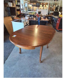TABLE RONDE A RALLONGES PAPILLONS BOIS CLAIR PIEDS ESCARGOTS