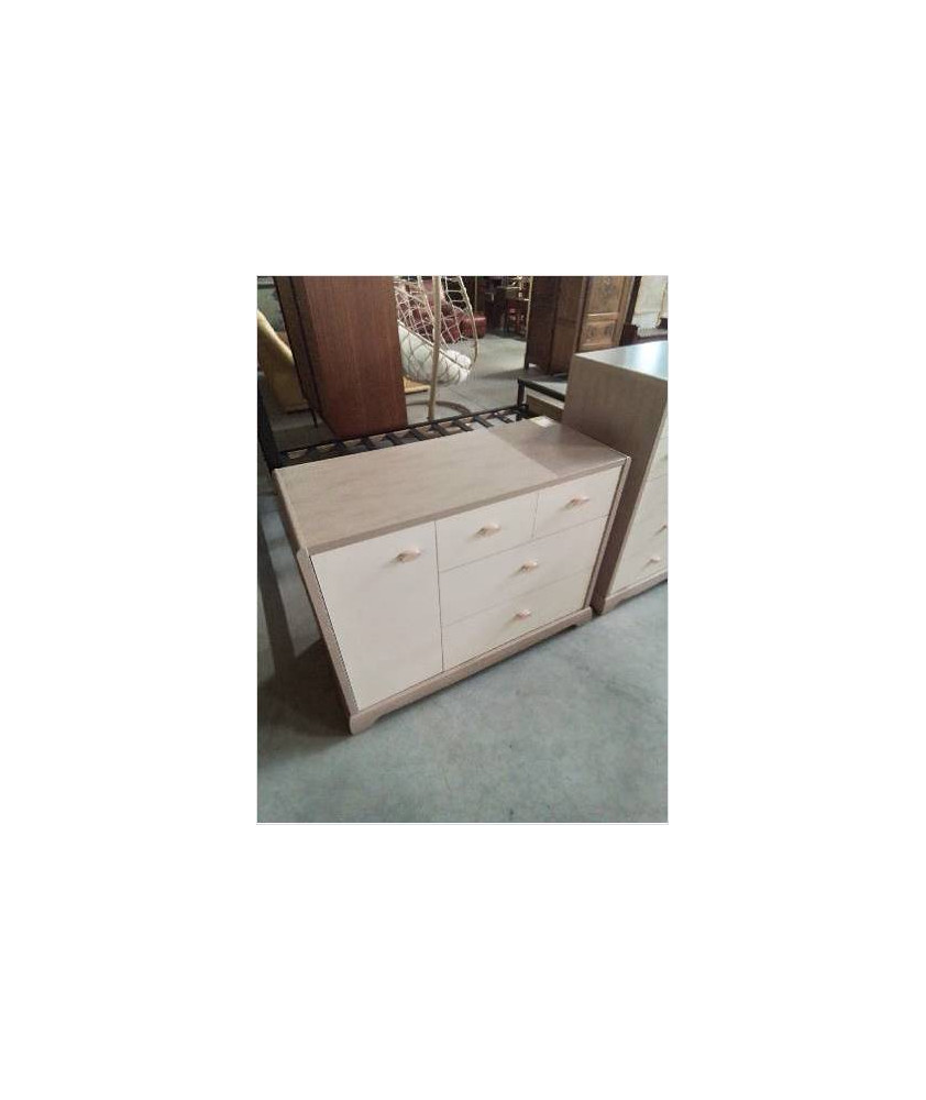  COMMODE BOIS CRÈME 3 TIROIRS 1 PORTE GAUTIER 