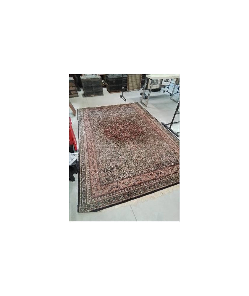 TAPIS LAINE FAIT MAIN ROSE VERT BLEU 300X200CM