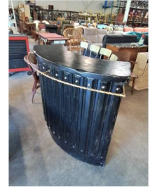 BAR CINTRÉ BOIS PEINT NOIR BARRE LAITON