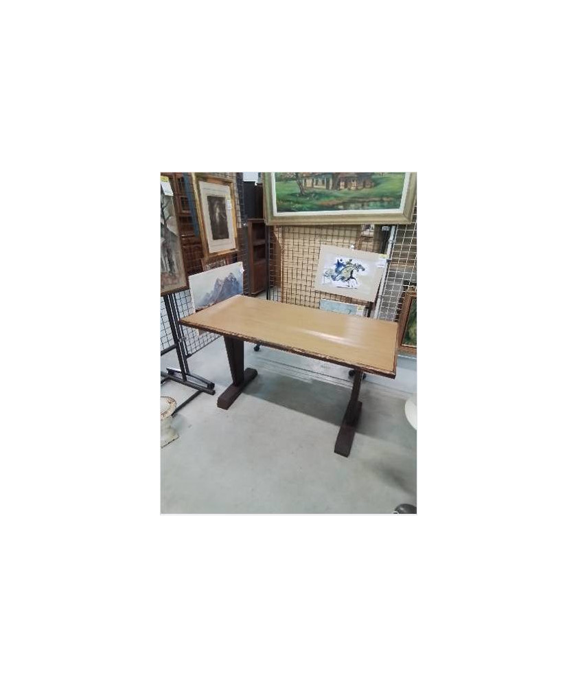 TABLE BISTROT RECTANGULAIRE PIÈTEMENT BOIS CHOCOLAT PLATEAU BOIS CLAIR ANNEES 40 TABLE BISTROT RECTANGULAIRE PIÈTEMENT BOIS CHOCOLAT PLATEAU BOIS CLAIR ANNEES 40