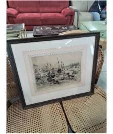 GRAVURE VIEUX PORT DE NORMANDIE XIXE   MAXIME LALANNE -1827 1886-  36X26,5CM