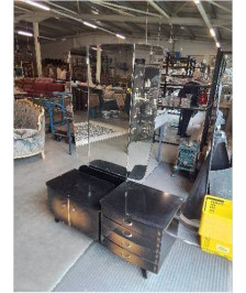 COIFFEUSE A MIROIR TRIPTYQUE 4 TIROIRS 2 PORTES ANNÉES 50/60