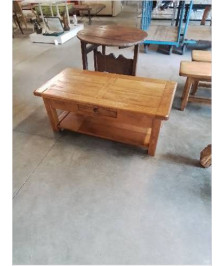TABLE BASSE RECTANGULAIRE CHÊNE CLAIR 2 NIVEAUX 1 TIROIR