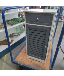 MEUBLE SDB 1 PORTE 1 TIROIR GRIS/BLANC