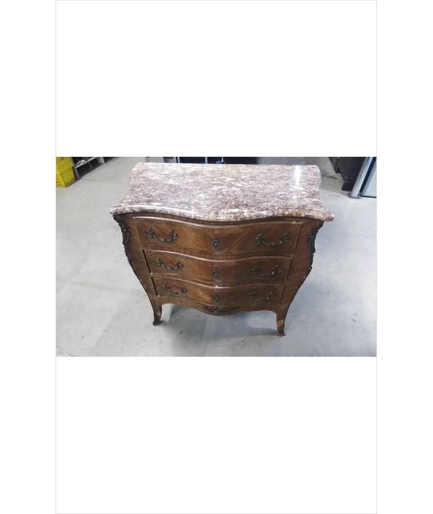 COMMODE 3 TIROIRS DESSUS MARBRE 