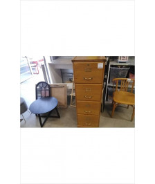MEUBLE DE BUREAU 4 TIROIRS BOIS LAITON / CHENE