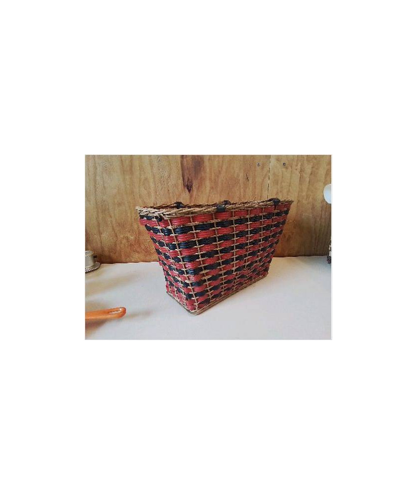 PETIT PANIER TRESSÉ ROUGE/NOIR