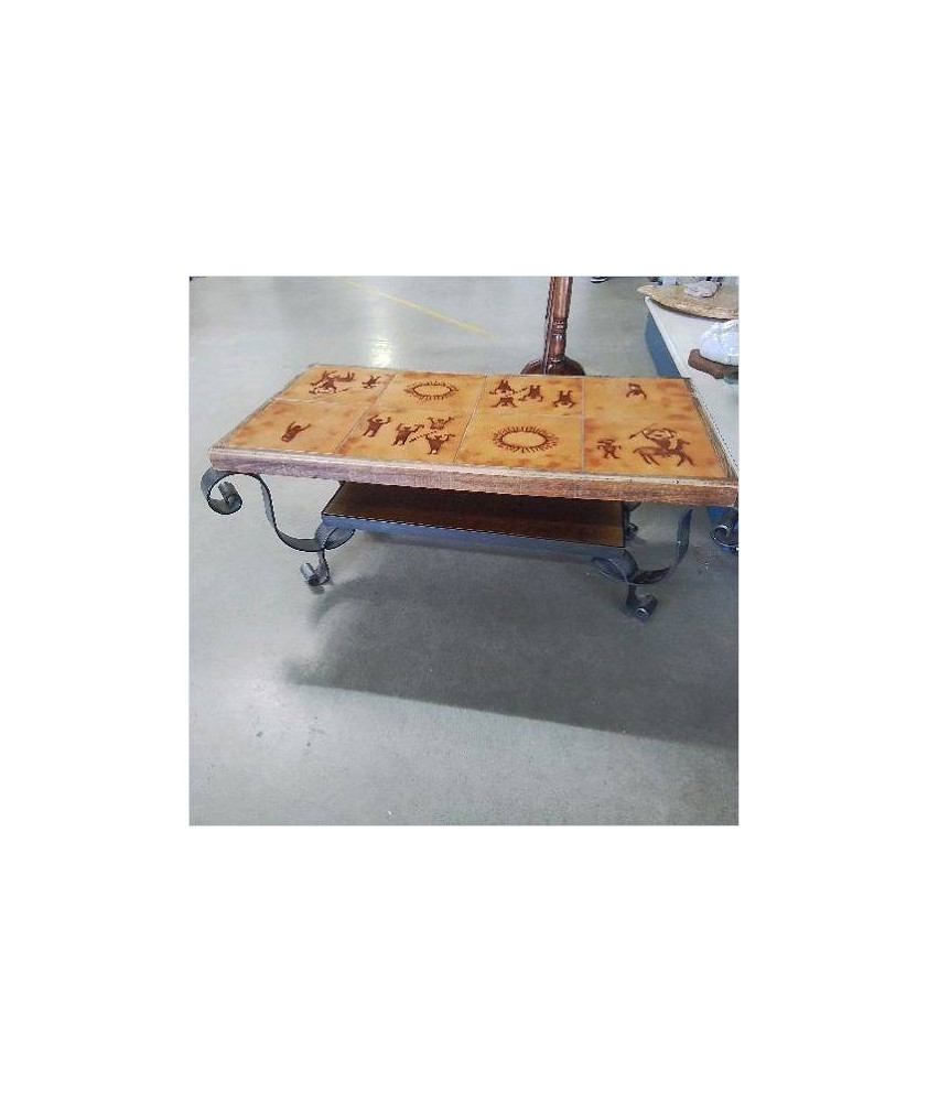 TABLE BASSE FER FORGÉ CARREAUX STYLE AFRICAIN
