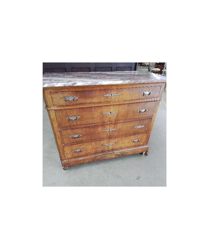 COMMODE DESSUS MARBRE 4 TIROIRS