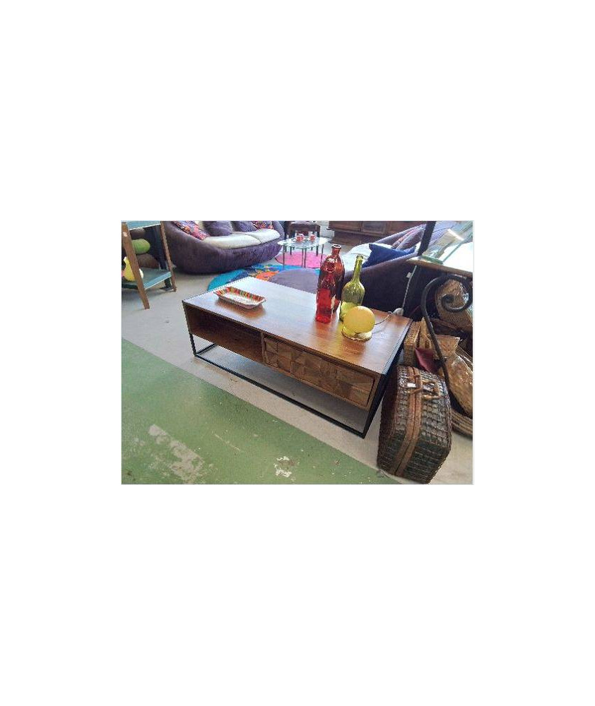  LETELS TABLE BASSE AVEC TIROIR ACACIA REF OVIBJ482939-HH