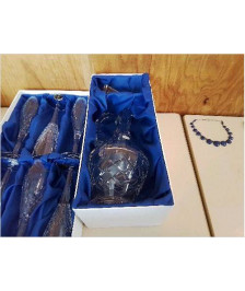 COFFRET BLEU CARAFE EN CRISTAL 