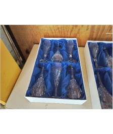 COFFRET BLEU LOT DE 6 VERRE EN CRISTAL 