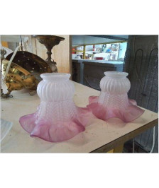 ABAJOUR EN VERRE TULIPE ROSE 