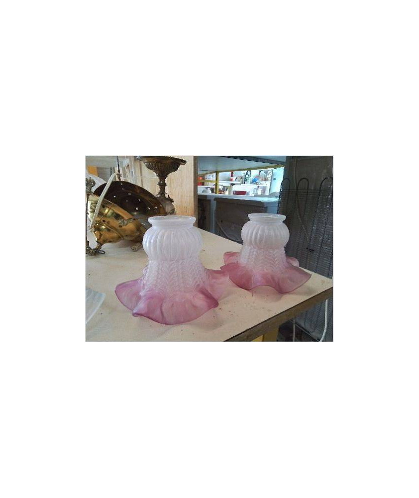 ABAJOUR EN VERRE TULIPE ROSE 