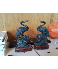 PAIRE DE DECO GRUES EN JADE