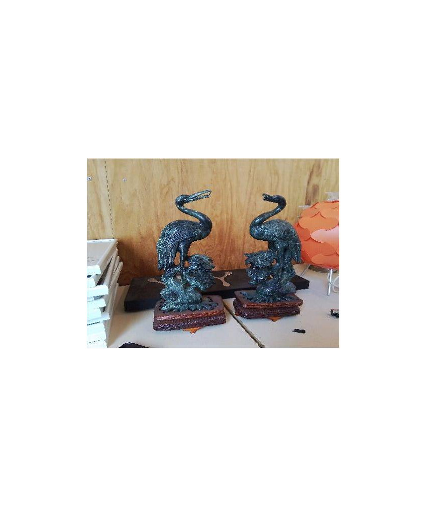 PAIRE DE DECO GRUES EN JADE