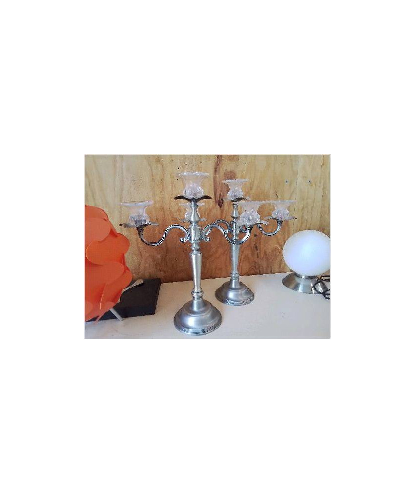 PAIRE DE CHANDELIER METAL/ETAIN