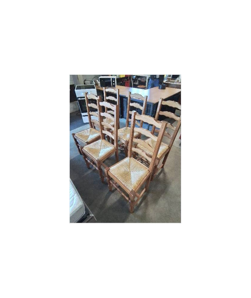 6 CHAISES A ENTRETOISE BOIS CLAIR PAILLÉ DOSSIER 4 BARREAUX PIEDS BALUSTRE 6 CHAISES A ENTRETOISE BOIS CLAIR PAILLÉ DOSSIER 4 BARREAUX PIEDS BALUSTRE