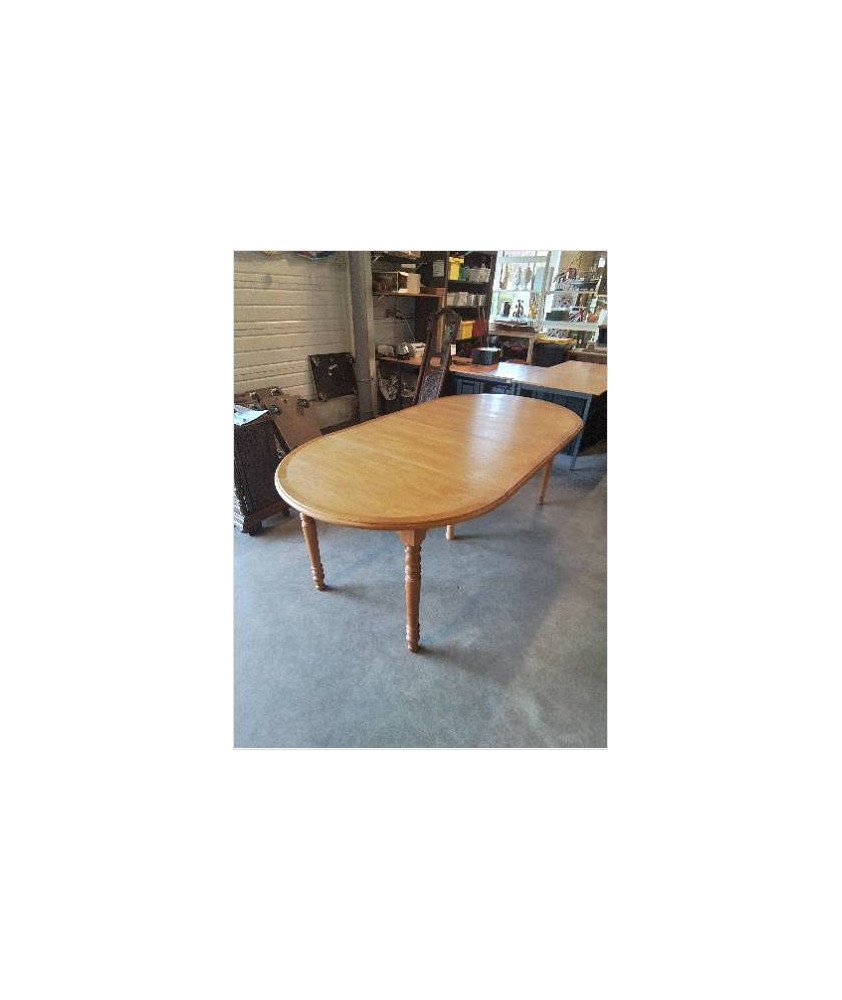 TABLE RONDE EXTENSIBLE BOIS CLAIR 5 PIEDS TOURNÉS 110X74CM 2RALLONGES DE 49,5CM TABLE RONDE EXTENSIBLE BOIS CLAIR 5 PIEDS TOURNÉS 110X74CM 2RALLONGES DE 49,5CM