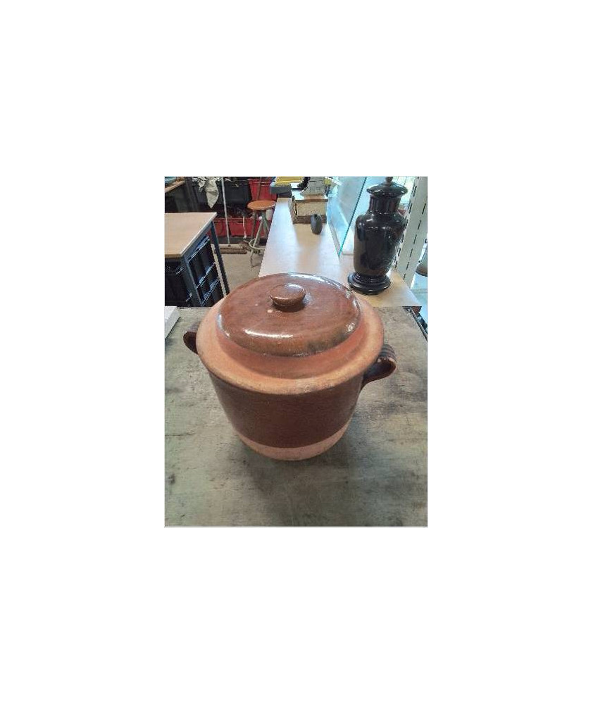 POT AVEC COUVERCLE TERRE CUITE ÉMAILLÉE 