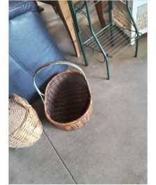 PANIER OVALE VANNERIE ANSE MÉTAL VERT