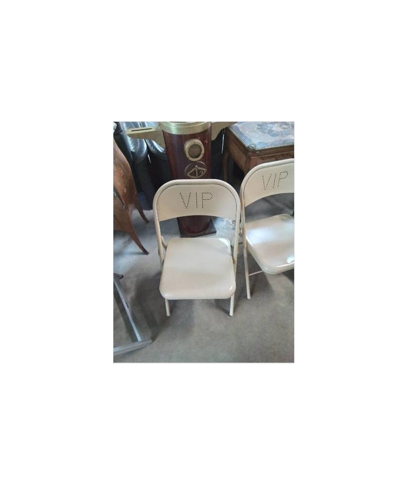 CHAISE PLIANTE METAL BEIGE VIP