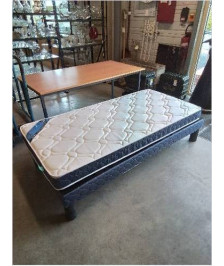 ENSEMBLE SOMMIER TAPISSER AVEC PIEDS + MATELAS MOUSSE MERINOS ALPHA 90X190 
