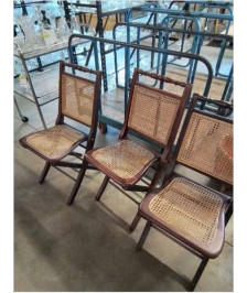 CHAISE PLIANTE BOIS ASSISE ET DOSSIER CANNÉ 