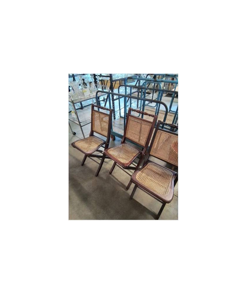 CHAISE PLIANTE BOIS ASSISE ET DOSSIER CANNÉ 