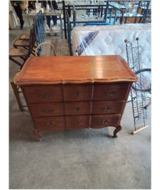 COMMODE A RESSAUT BOIS CLAIR 3 TIROIRS PIEDS CAMBRÉS STYLE LOUIS XV 