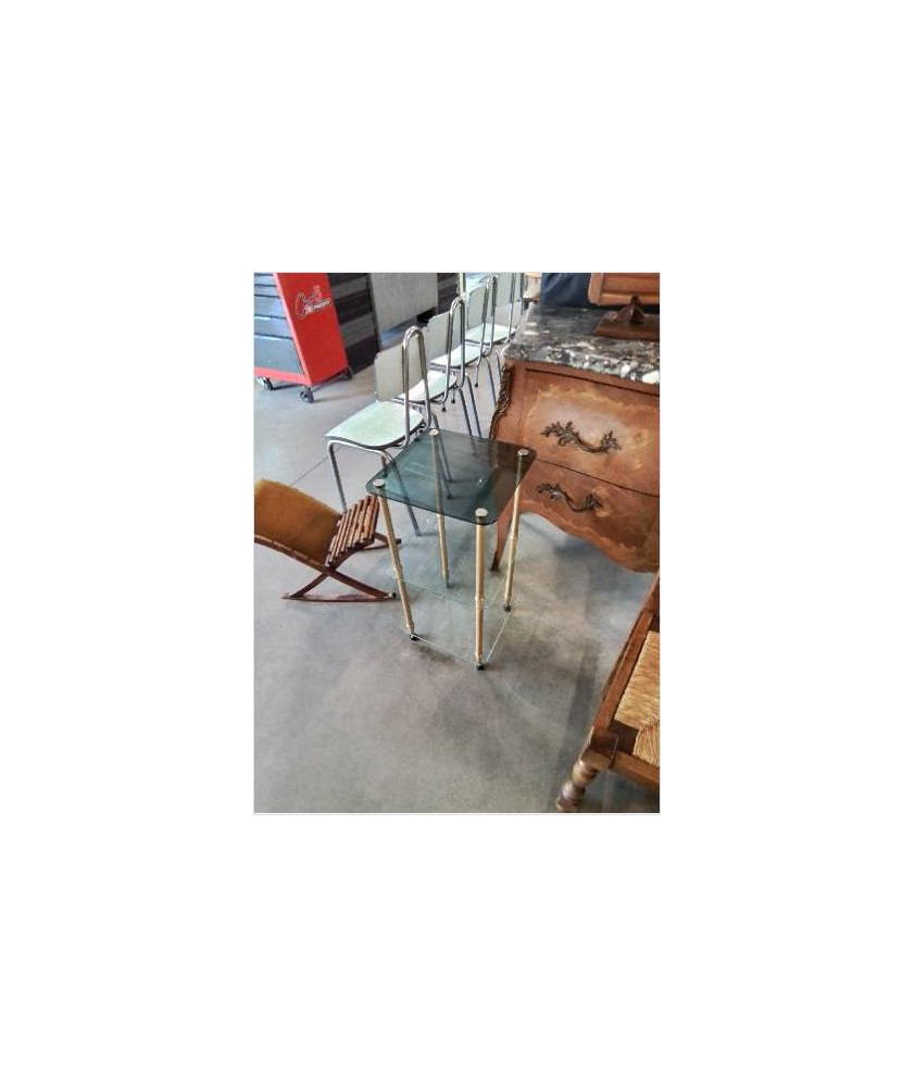 CONSOLE A COLONNES LAITON 3 PLATEAUX VERRE ANNÉES 70
