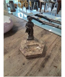 CENDRIER STATUETTE NAPOLEON RÉGULE SOCLE MARBRE ANNÉES 40