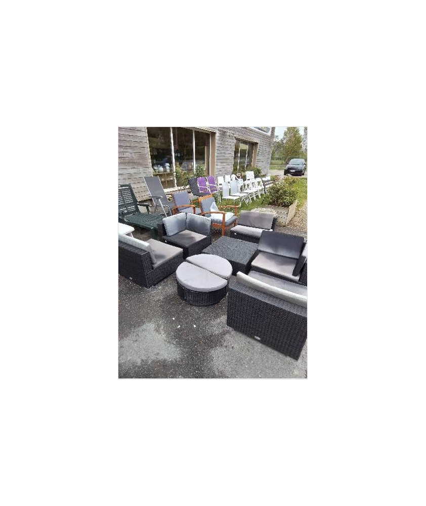 SALON DE JARDIN RÉSINE TRESSÉE NOIR AVEC COUSSINS VIDAL XL 8 PIÈCES SALON DE JARDIN RÉSINE TRESSÉE NOIR AVEC COUSSINS VIDAL XL 8 PIÈCES