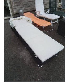 BAIN DE SOLEIL RESINE TRESSÉE NOIR AVEC COUSSIN ECRU VIDAL XL