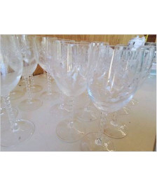 LOT DE 5 VERRES A VIN ROUGE MOTIFS EPIS EN CRISTAL 
