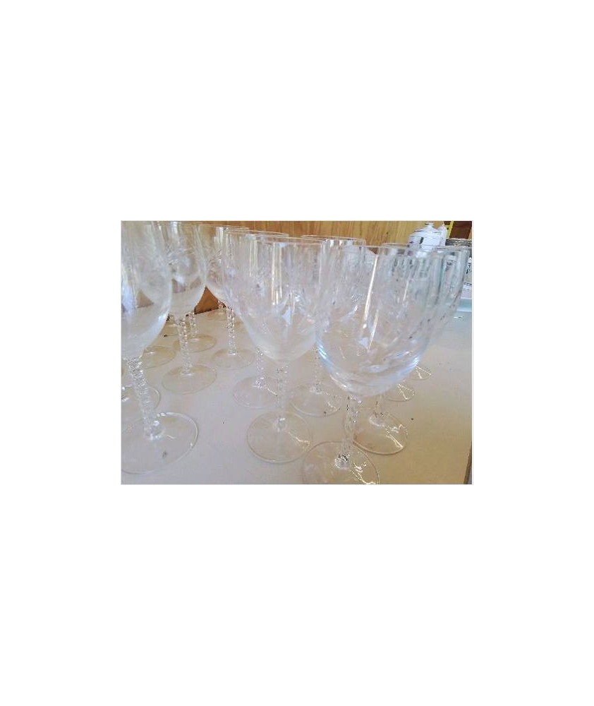 LOT DE 5 VERRES A VIN ROUGE MOTIFS EPIS EN CRISTAL 