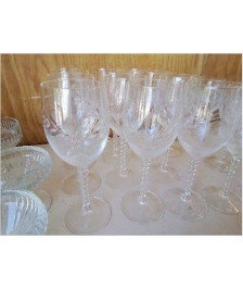 LOT DE 6 VERRES A EAU MOTIFS EPIS EN CRISTAL 