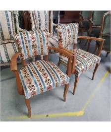 PAIRE DE FAUTEUILS BRIDGE TAPISSERIE FLEURIE
