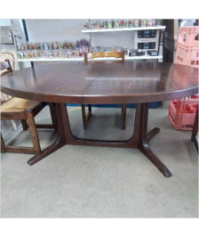 TABLE OVALE DESIGN STYLE BAUMANN BOIS FONCÉ 2 ALLONGES