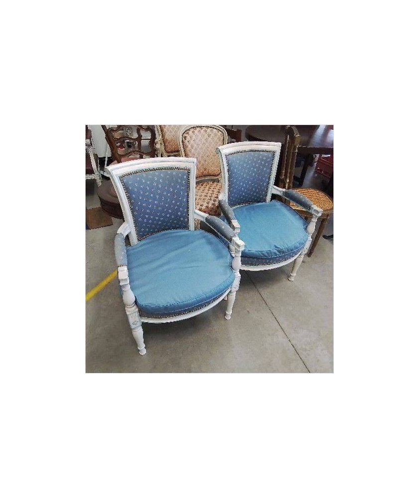 PAIRE DE FAUTEUILS DIRECTOIRES BLEUS